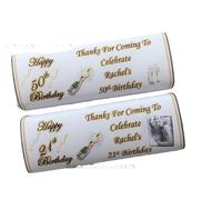 50 Personalised DIY Birthday Chocolate Bar WRAPPERS Favours Black & gold 16th 18th 21st 30th 40th 50th 60th 70th 80th Birthdays