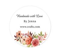 50 Personalised Handmade with Love by Stickers Seals,Custom Any Text 40mm Round Wedding Favour Labels, fits Party Bags,Business Store,Homemade Crafts,Xmas,Packaging - Rd 515 (003)