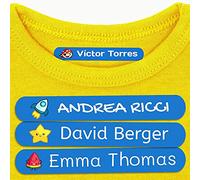 50 Personalised Iron-on Labels, of 6 x 1 cms, to Mark The Clothes. Color Dark Blue (for Iron)