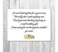 50 Personalised Money Wedding Poems/Honeymoon Wish Poem Card/Gift Poem Cards(MP4-50)