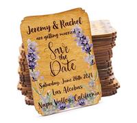 50 Personalised Painted Wood Save the Date Fridge Magnet for Rustic Wedding (Sweet Lavender)