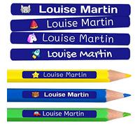50 Personalised Sticky Labels for Pencils and Ballpoint Pens School Stickers with Name for Marking Items Waterproof Stickers for School and Nursery Dimensions 4.6 x 0.6 cm