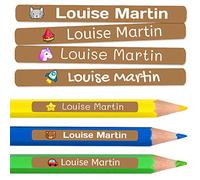 50 Personalised Sticky Labels for Pencils and Ballpoint Pens School Stickers with Name for Marking Items Waterproof Stickers for School and Nursery Dimensions 4.6 x 0.6 cm