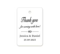 50 Personalised Wedding Favour Thank You Tags - Thank You for Coming with Love Gift Tags - 40mmx60mm Party Favour Bag Tags/Rustic Reception Decoration - Tag 007 (003)