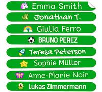 50 Personalized Minis Adhesive Labels to Mark Objects, Pencils, pens, etc. Measure 4,2 x 0,5 cm. Color Dark Green