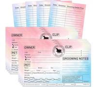 50 Pet Grooming Information Cards, Cat Dog Information Check-in Cards Pink | Groomer Client Profile Service Record Clip Card, Business Data Client Page Cards, for Professional Pet Groomers, Kennel Care