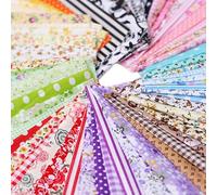 50-Piece 10x10cm Cotton Fabric Squares Bundle | Floral & Assorted Precut Patchwork Material for Sewing/Quilting/DIY | Mixed Starter Kit for Crafts, Scrapbooking