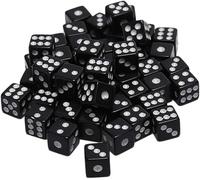 50-Piece 8mm Black Dice Set - Premium Acrylic Tabletop Gaming Accessories for Casino Themes, Maths Teaching and Magic Tricks (Party Favors)
