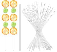 50 Piece Acrylic Lollipop Sticks 8 Inch 3mm Diameter Clear Reusable Candy Sticks for Cake Pops Sticks, Dessert Decorations Lolly Sticks for Craft Baking Party Supplies
