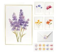 50 Piece Blank Cards and Envelopes, Floral Greeting Card Set with 20 Blank Notelets, 20 White Kraft Envelopes, 2 Sheets of Stickers, Sturdy Gift Box, for All Occasions