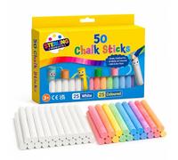 50 Piece Chalk Sticks, 25 White & 25 Coloured, Non-Toxic Writing Set