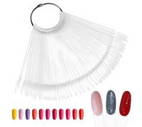 50 Piece Clear Nail Colour Display Tips, Fan Shaped Nail Art Polish Practice Nail Colour Display Tips, Nail Sample Sticks for Colour Testing and Nail Art Training