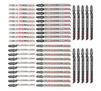 50 Piece Contractor JigSaw Blades Set with Storage Case, Assorted T-Shank Jig saw Blades for Wood, Plastic and Metal Cutting(T118A,T118B,T101AO,T101B,T101BR,T144D)
