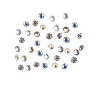 50 Piece Crystal Glass Nail Art Rhinestones Nail Stones Flat Back Jewels For Art Makeup And Rhinestones And Charms Kit With Wax Pen Pearl-nail Flatback