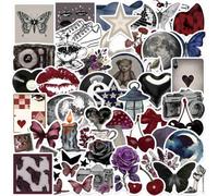 50-Piece Dark Celestial Craft Stickers, Die-Cut Retro Motif Assortment | Black, Grey, Burgundy And Blue Palette, Butterfly, Flower And Moon Designs, Journal, Scrapbook And Card Making Supplies