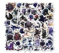 50-Piece Dark Rose Series Stickers, Gothic Stickers, Goth Stickers, Dark Romance Stickers, PVC Waterproof for for Kindle Water Bottles Laptops Books Teens Adults, 1.97 Inches