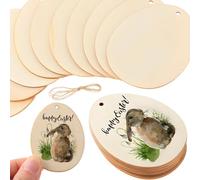 50-Piece Easter Crafts Set - Unfinished Wooden Eggs Pendant, Paint-Friendly for Kids DIY Craft Accessory Hanging Ornament, Ideal for Family Craft Time, Egg Hunt Games & Holiday Decoration (5cm)