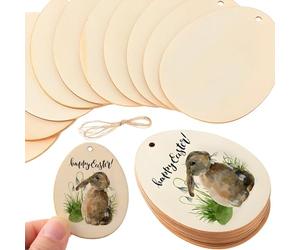 50-Piece Easter Crafts Set - Unfinished Wooden Eggs Pendant, Paint-Friendly for Kids DIY Craft Accessory Hanging Ornament, Ideal for Family Craft Time, Egg Hunt Games & Holiday Decoration (5cm)