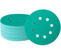 50-Piece Green Sandpaper disc Set, 5-inch 8-Hole Sandpaper Discs for Wet or Dry use, Suitable for Random Orbital Sanders, Including 60, 80, 120, 180, 240, 400, 600, 1200, 1500, 2000 grit