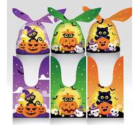50 - Piece Halloween Treat Bags with 3 Skull Patterns, Great for Trick - or - Treating, Orange Black
