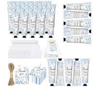 50 Piece Hand Cream Set Baby Shower Favours Hand Cream Bridal Hand Cream Blue Flower Gift Travel Hand Cream Set with Thank You Card and Bags