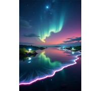 50 Piece Jigsaw Puzzles for Adults, Beach Aurora Classic Puzzle, 13.8x9.8 inch, Premium Interlocking No Dust, Family Indoor Activity