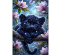 50 Piece Jigsaw Puzzles for Adults, Flowers Leopards 13.8x9.8 inch, Challenging Brain Teaser Puzzle, Premium Cardboard Hobby Gift for Adults & Seniors