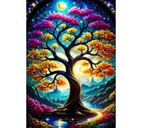 50 Piece Jigsaw Puzzles for Adults, Moon Tree 13.8x9.8 inch, Challenging Brain Teaser Puzzle, Premium Cardboard Hobby Gift for Adults & Seniors