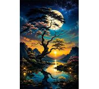 50 Piece Jigsaw Puzzles for Adults, Moon Tree Sunset Classic Puzzle, 13.8x9.8 inch, Premium Interlocking No Dust, Family Indoor Activity