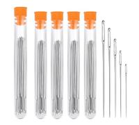 50-Piece Large Eye Hand Sewing Needles Set - 5 Sizes Stainless Steel Embroidery & Leather Needles with 5 Storage Tubes for Darning, Quilting, Craft (1.96"-2.6")