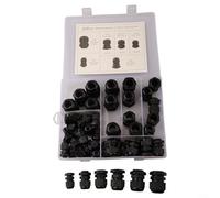 50-Piece Nylon Cable Gland Kit IP68 Waterproof Locknut Connectors for 3-16mm Cables - PG7/PG9/PG11/PG13.5/PG16/PG19 Sizes, Industrial & Outdoor Electrical Wiring