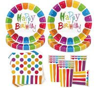 50 Piece Party Tableware Set, Children's Birthday Tableware Set, Party Tableware Birthday, Decoration, Party Accessories, Paper Plates Set with Plates, Cups, Napkins, Party Tableware for 10 Guests