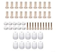 50-Piece Plasma Cutting Consumables Set for PCM-500i & PT-31XL Torch - Electrodes (Copper-Chromium), Nozzles (.07 mm), Swirl Rings, Shield