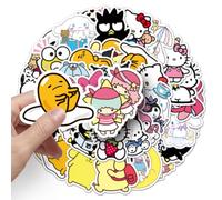 50 Piece Sanrio Stickers Assorted Characters, Kuromi,Hello Kitty, My Melody, Pochacco, Pompompurin,Keropi,Little Twin Stars, Bad Badtz-Maru Stickers for Suitcase,Luggage,Notebook