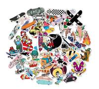 50 Piece Skateboard Stickers for Skateboards Skate Graffiti Stickers More Cool Creative Multi Surface Decor for Teens Kids Laptop Car Scrapbook Phone Skateboard Suitcase Luggage Bike