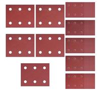50 pieces 102 mm x 114 mm sandpaper set, sanding sheet 40/60/80/100/120 grit sanding sheets set, sandpaper, , 8 holes, sanding pad, accessories for multi-sander, orbital sander, sandpaper