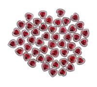 50 Pieces 12mm Heart Resin Rhinestone Flatback Buttons Double Drill Red