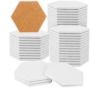 50 Pieces 3.75 Inch Hexagon Blank Ceramic Coasters, Unglazed Ceramic Tiles Coasters, Ceramic Tiles with Cork Backing Pads for Painting, DIY Crafts, Mosaics, White.by GNIEMCKIN