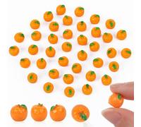 50 Pieces 3D Tiny Orange for Dollhouse Micro Resin Fruit Mini Things for Fairy Garden Micro Landscaping Decoration