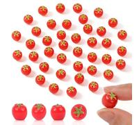 50 Pieces 3D Tiny Tomato for Dollhouse Micro Resin Fruit Mini Things for Fairy Garden Micro Landscaping Decoration