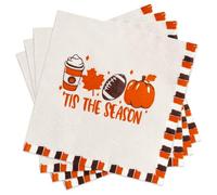 50 Pieces 7 Inches 'Tis The Season Thanksgiving Day Party Cocktail Napkins,Maple Leaf Napkins for Autumn Fall Party