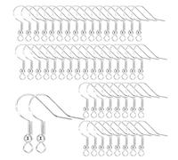 50 Pieces 925 Earring Hooks,Hypoallergenic,with Spring Ball,Ear Wires Fish Hook Earring,Fine Texture Skin-Friendly,Jewelry Making Supplies for DIY for Gifts (Silver)