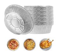 50 Pieces Aluminum Bowl for Air Fryer, Round Aluminum Containers Aluminum Baking Pans, Disposable Aluminum Foil Container for Air Fryer Disposable Round Mold,6 inches