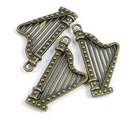 50 Pieces Antique Bronze Tone Jewelry Charms 518231 Irish Harp Craft Art Making Crafting Beading