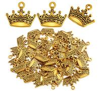 50 Pieces Antique Golden Mini Tiara Crown Charms Tibetan Alloy Vintage Crown-Shaped King Dangle Pendants for DIY Necklace Earrings Jewelry Making Supplies Decor