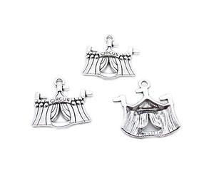 50 Pieces Antique Silver Tone Jewellery Charms Craft Art Making Crafting Beading Supplies UA6N6G Circus Tent