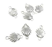 50 Pieces Antique Silver Tone Jewellery Charms Crafts Arts Making Beading Y1XC3I Shell Conch Connector