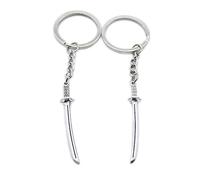 50 Pieces Antique Silver Tone Keychain Keyring Keytag AA4623 Katana Saber Sword Key Chain Ring Tag Jewelry Making Charms