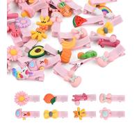 50 Pieces Baby Girl Hair Clips Hair Clips No Harm Hair Flower Fruit Colorful Rainbow Sweet Dessert Set of Cute Tweezers, Random Style