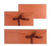 50 Pieces Bronze Envelopes with Bow Tie Closure, Paper Greeting Card Holders for Invitations Mail Postcard Bills Wedding Party Favors Business Cards, 8.66 x 4.33 Inches